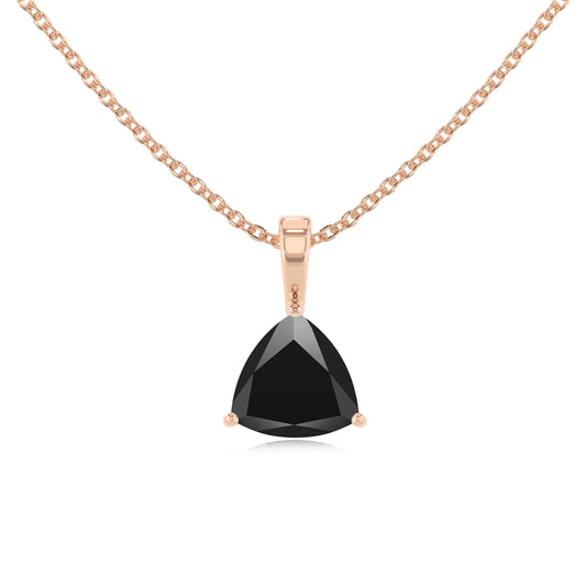 natural black-onyx trillion solitaire necklaces in rose gold