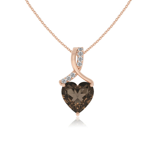 natural smoky-quartz heart solitaire necklaces in rose gold