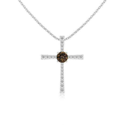 natural smoky-quartz round infinity necklaces in white gold