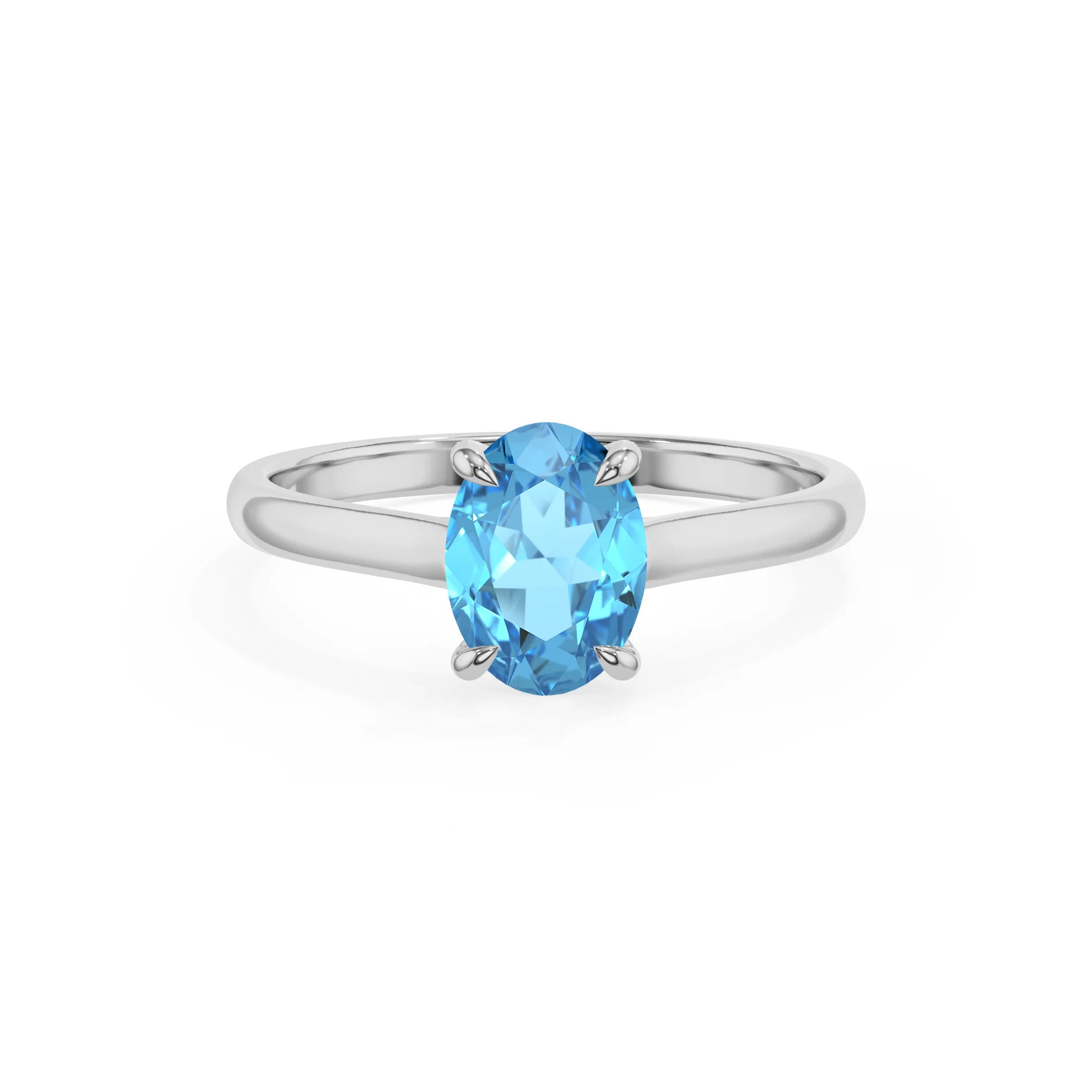 natural swiss-blue-topaz oval solitaire rings in platinum
