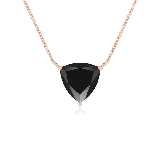 natural black-onyx trillion solitaire necklaces in rose gold