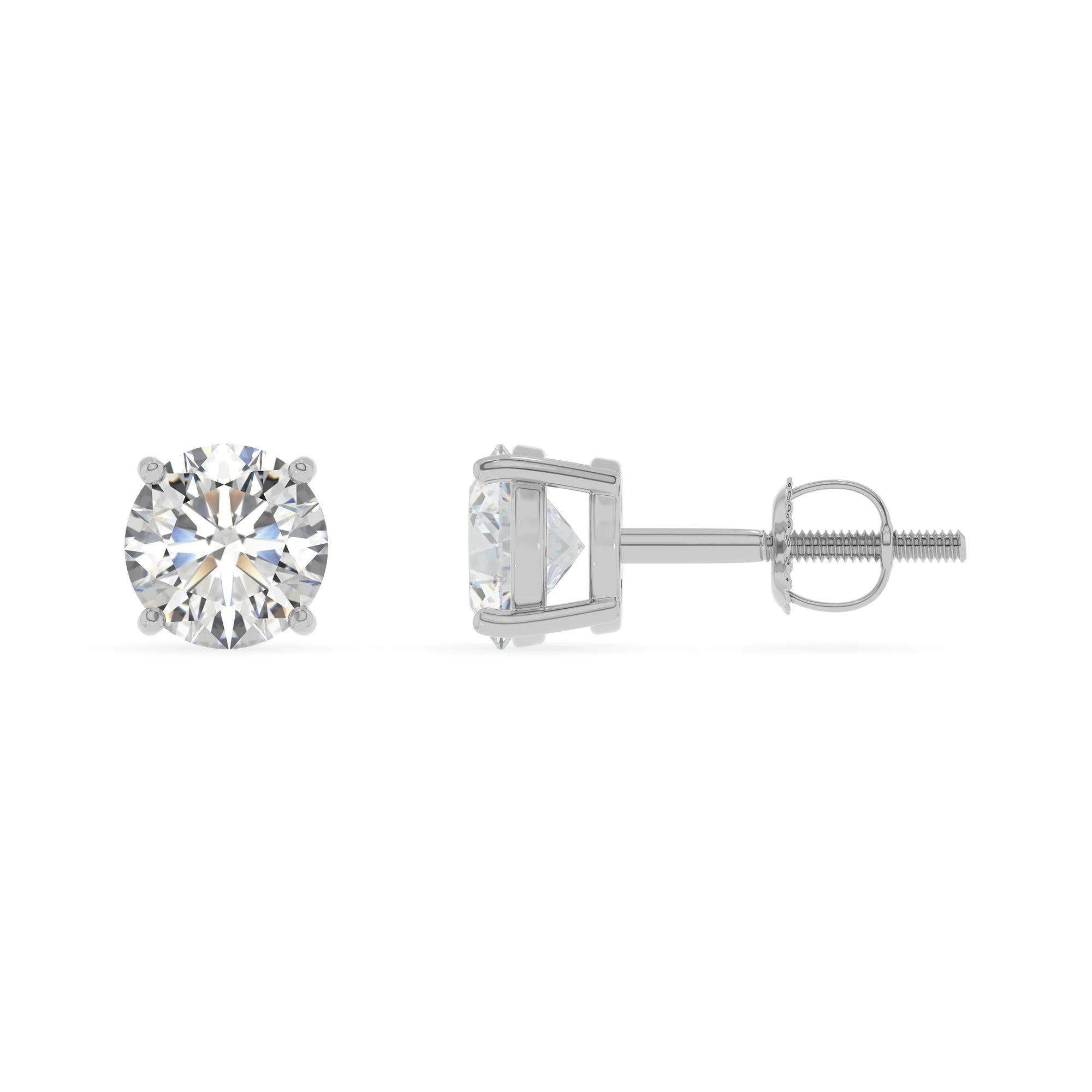 lab grown moissanite round stud earrings in platinum