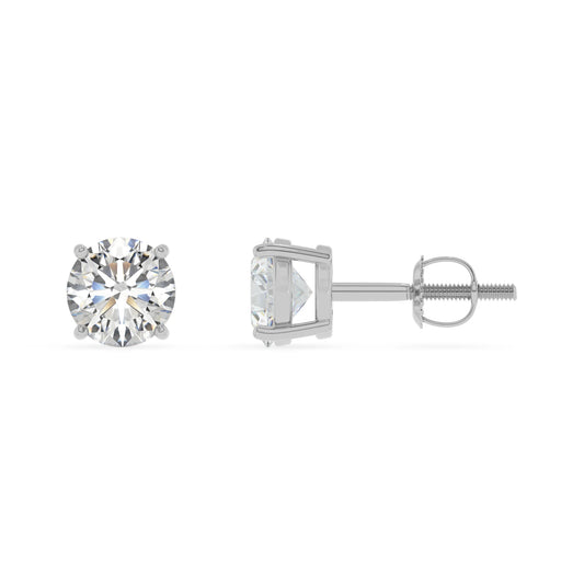 lab grown moissanite round stud earrings in platinum