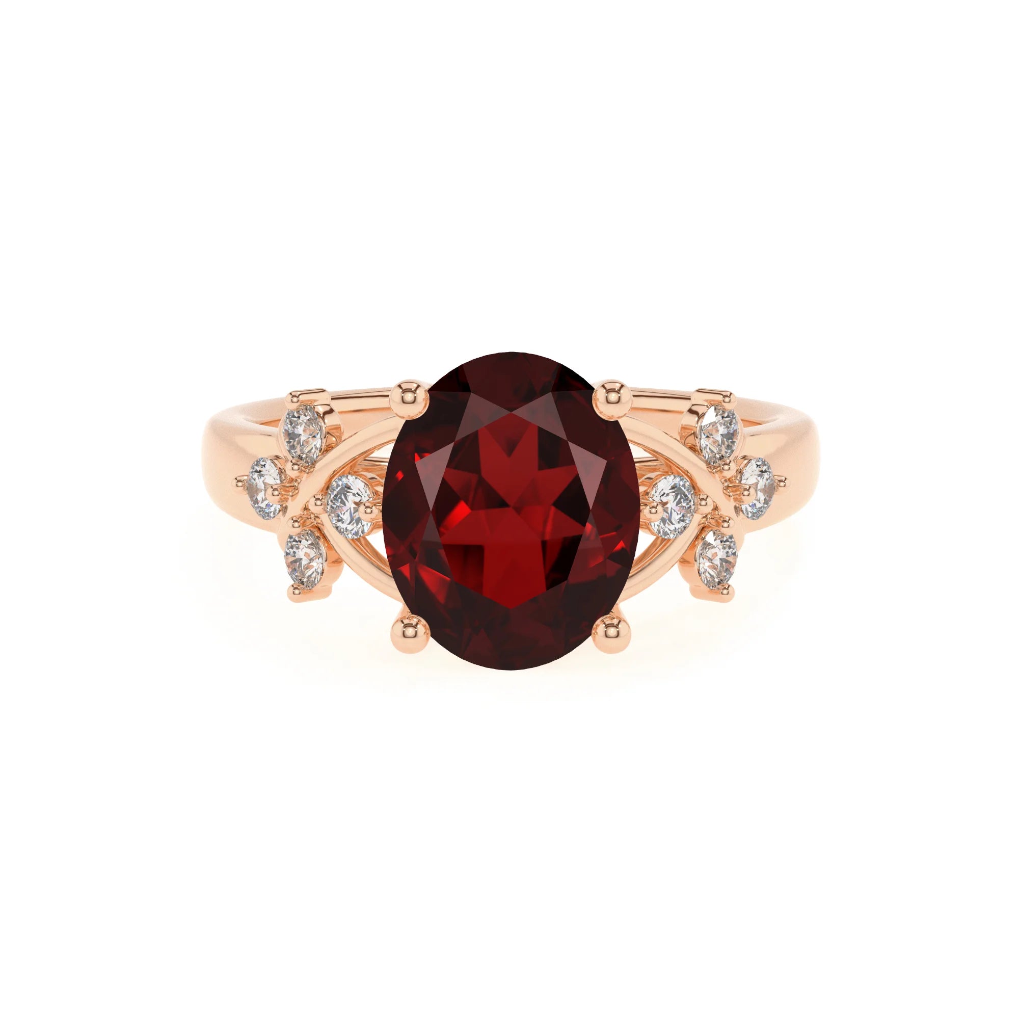 natural garnet oval solitaire rings in rose gold