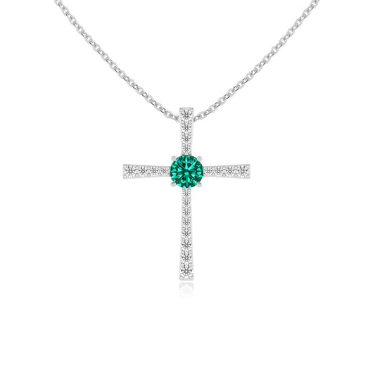 lab grown emerald round infinity necklaces in sterling silver