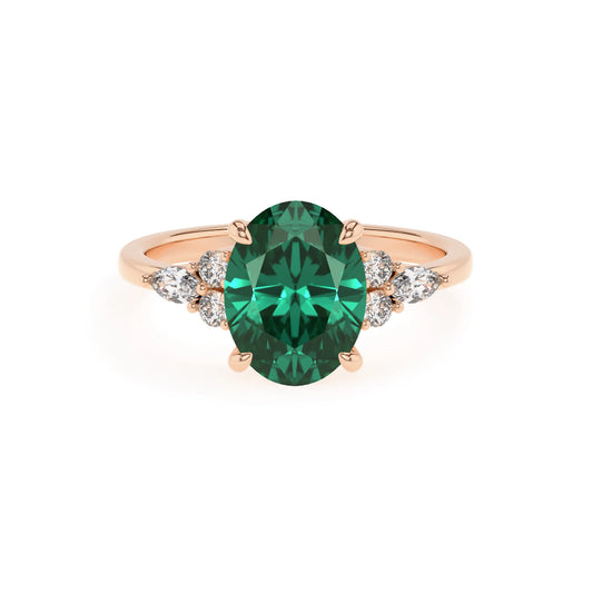 lab grown emerald oval solitaire rings in rose gold