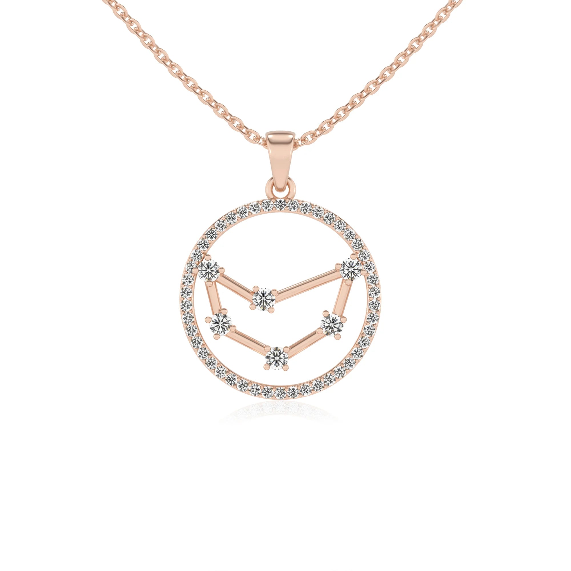 lab grown diamond round necklaces in rose gold