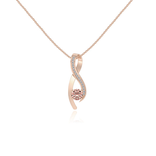 lab grown morganite round solitaire necklaces in rose gold