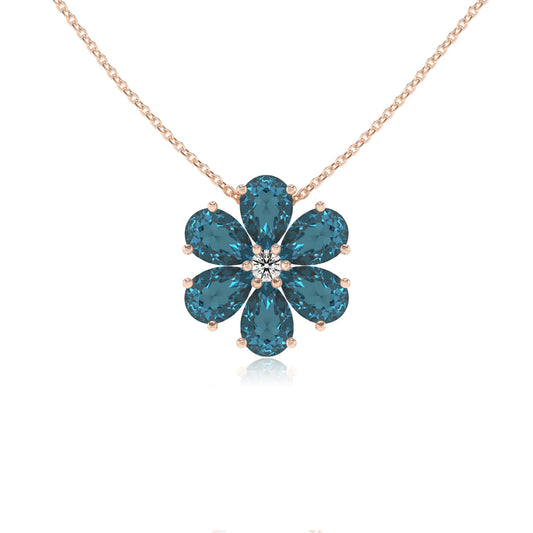 natural london-blue-topaz pear solitaire necklaces in rose gold