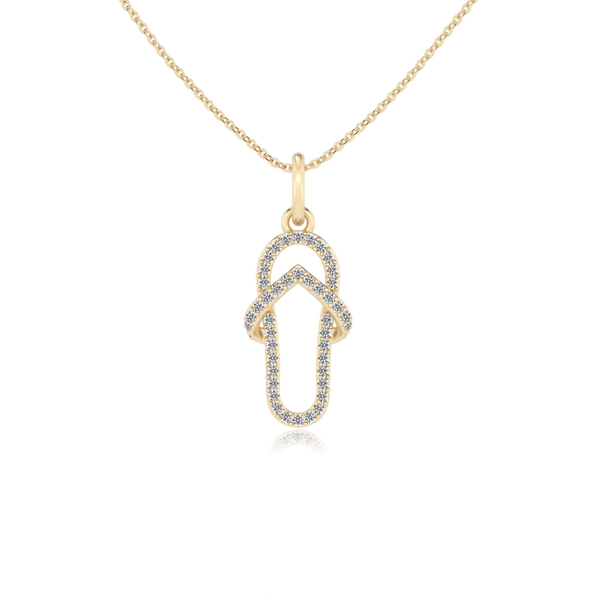 lab grown moissanite round infinity necklaces in yellow gold
