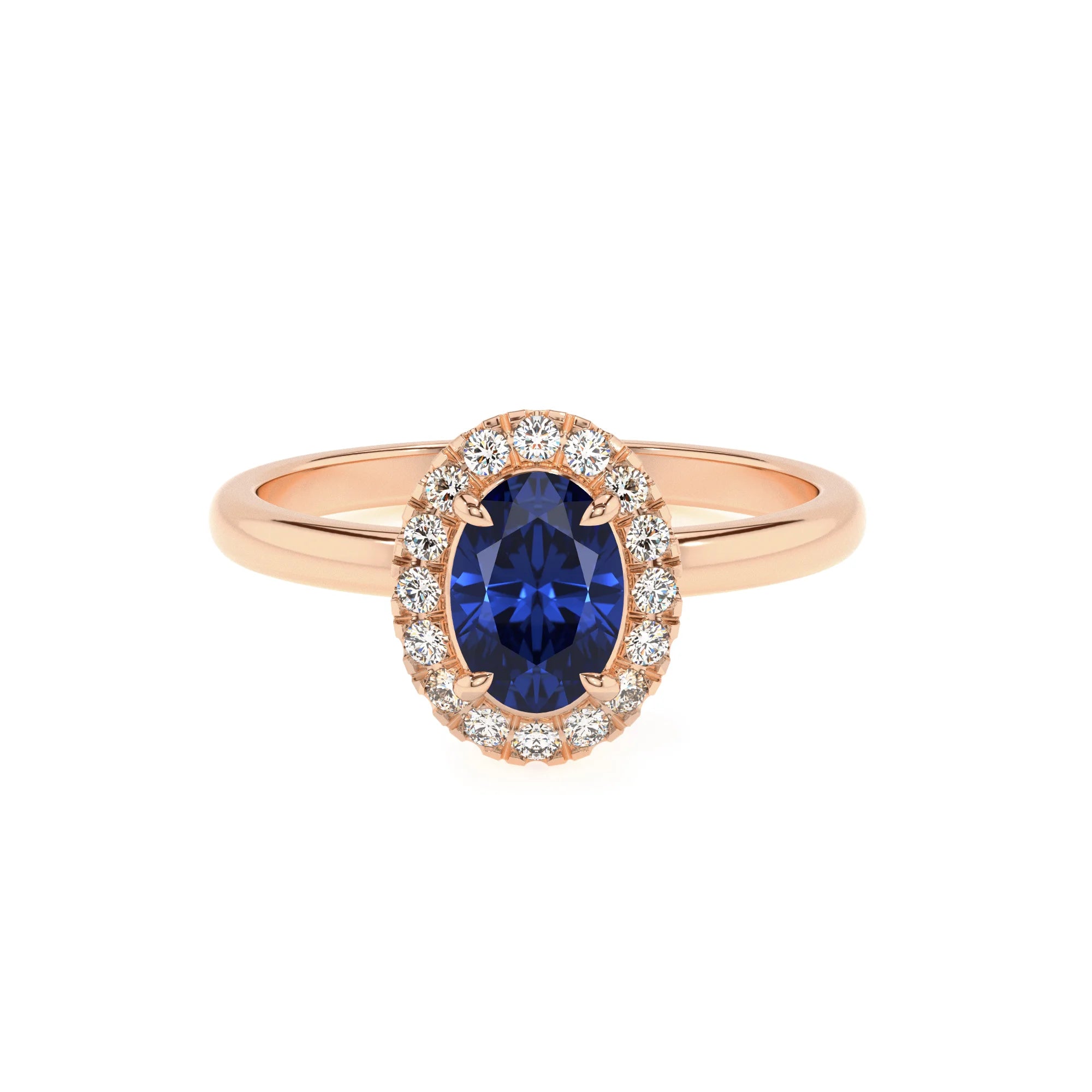 lab grown blue-sapphire oval solitaire rings in rose gold