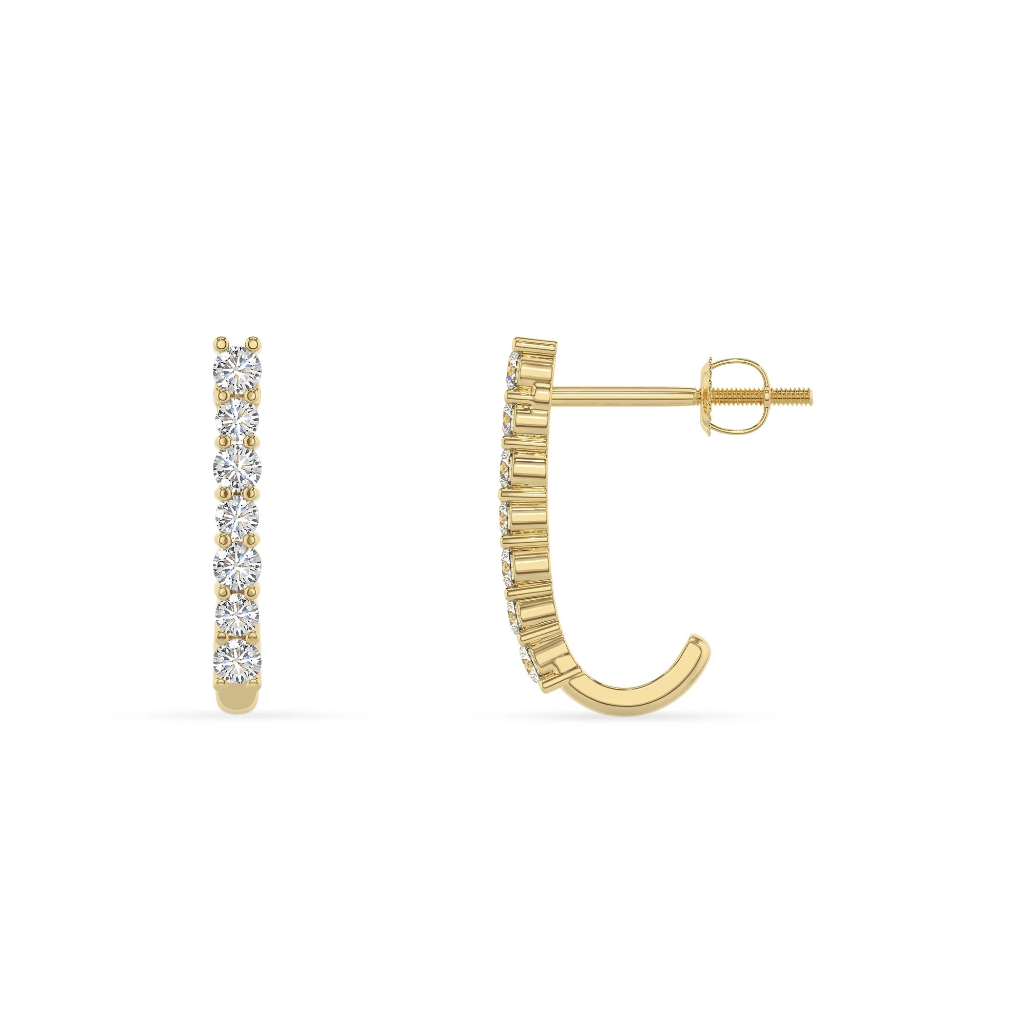 lab grown moissanite round hoop earrings in yellow gold