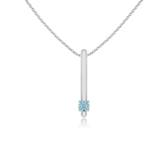 lab grown aquamarine round bar necklaces in sterling silver