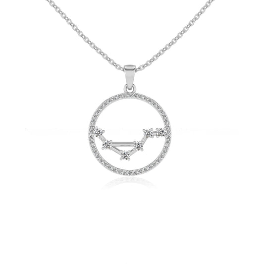 lab grown moissanite round necklaces in white gold