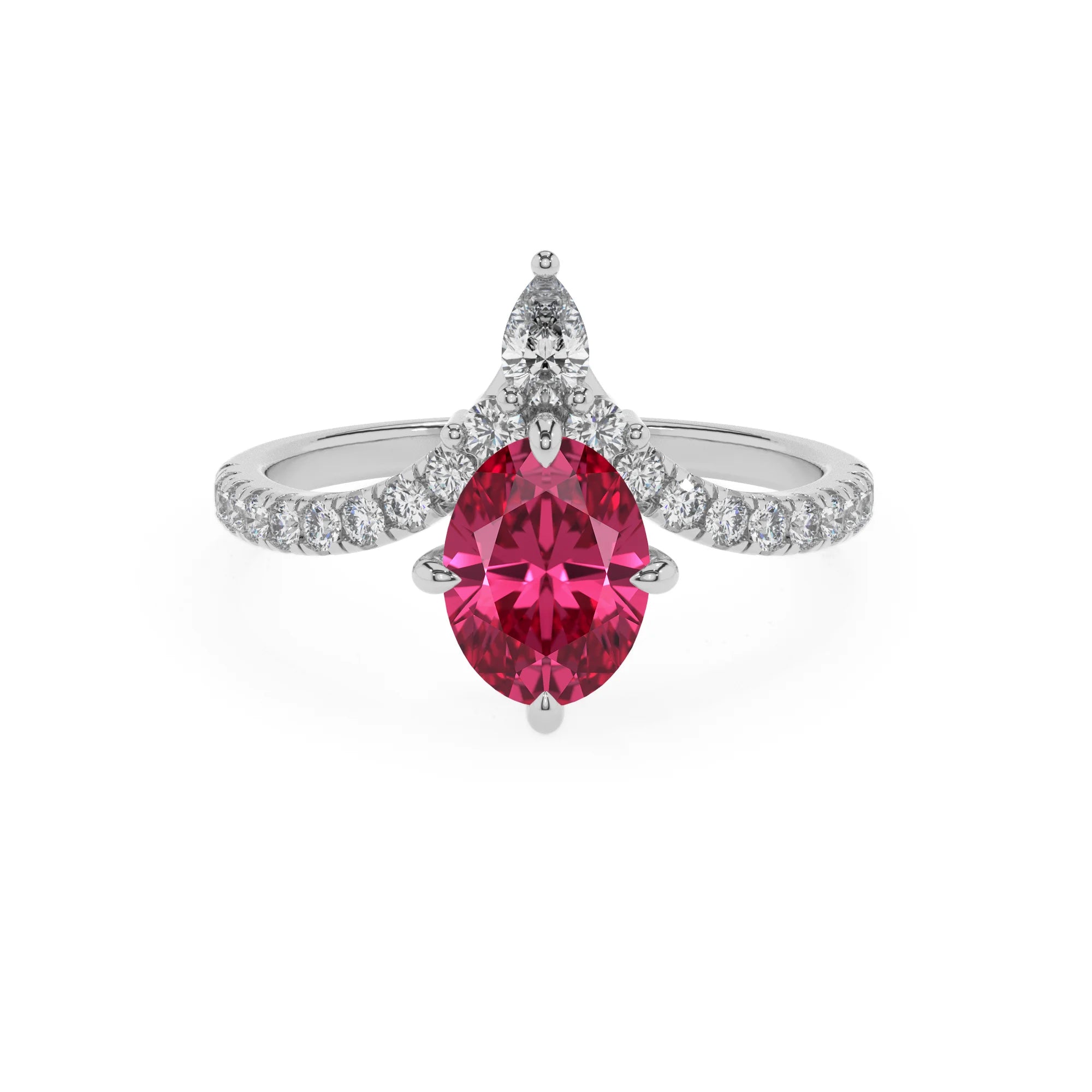 lab grown pink-tourmaline oval solitaire rings in white gold