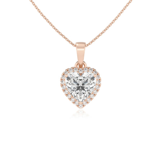 lab grown moissanite heart solitaire necklaces in rose gold
