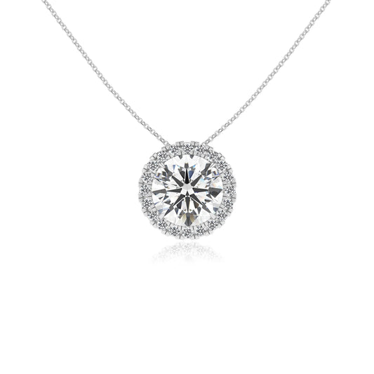 lab grown moissanite round solitaire necklaces in sterling silver