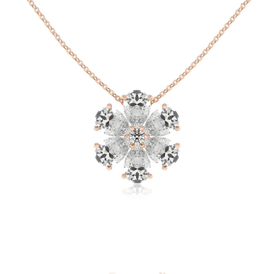 lab grown moissanite pear solitaire necklaces in rose gold