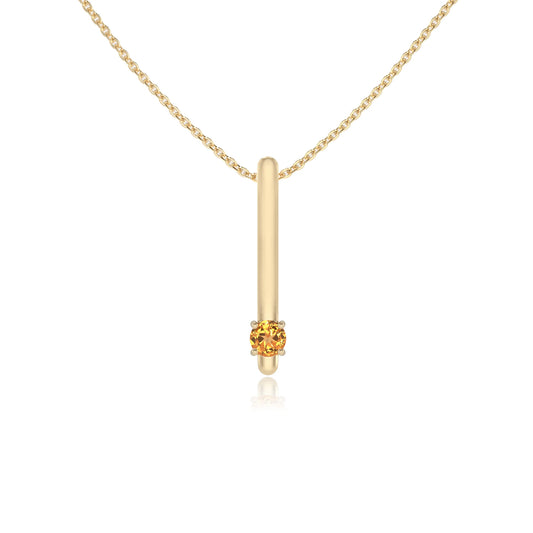 lab grown citrine round bar necklaces in yellow gold