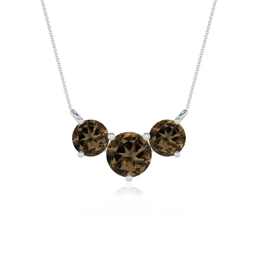 natural smoky-quartz round solitaire v-bale necklaces in platinum