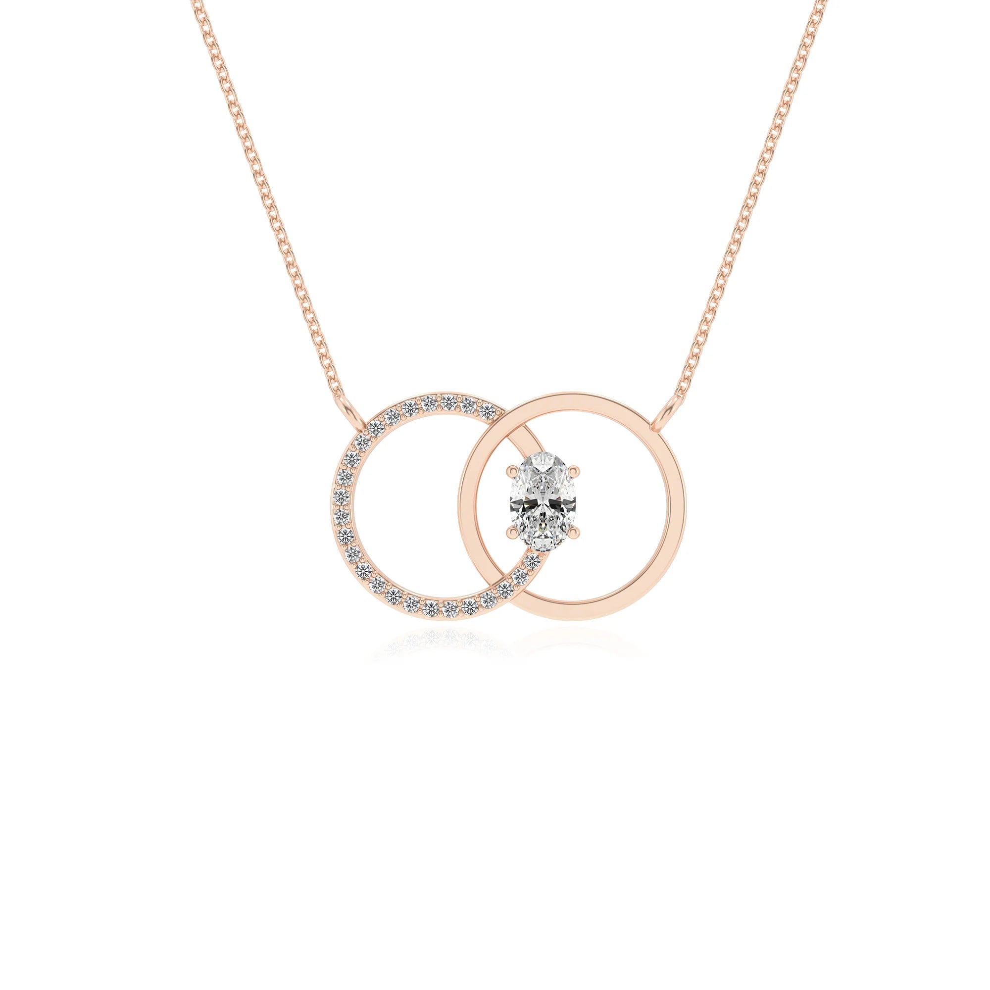 lab grown moissanite oval solitaire necklaces in rose gold