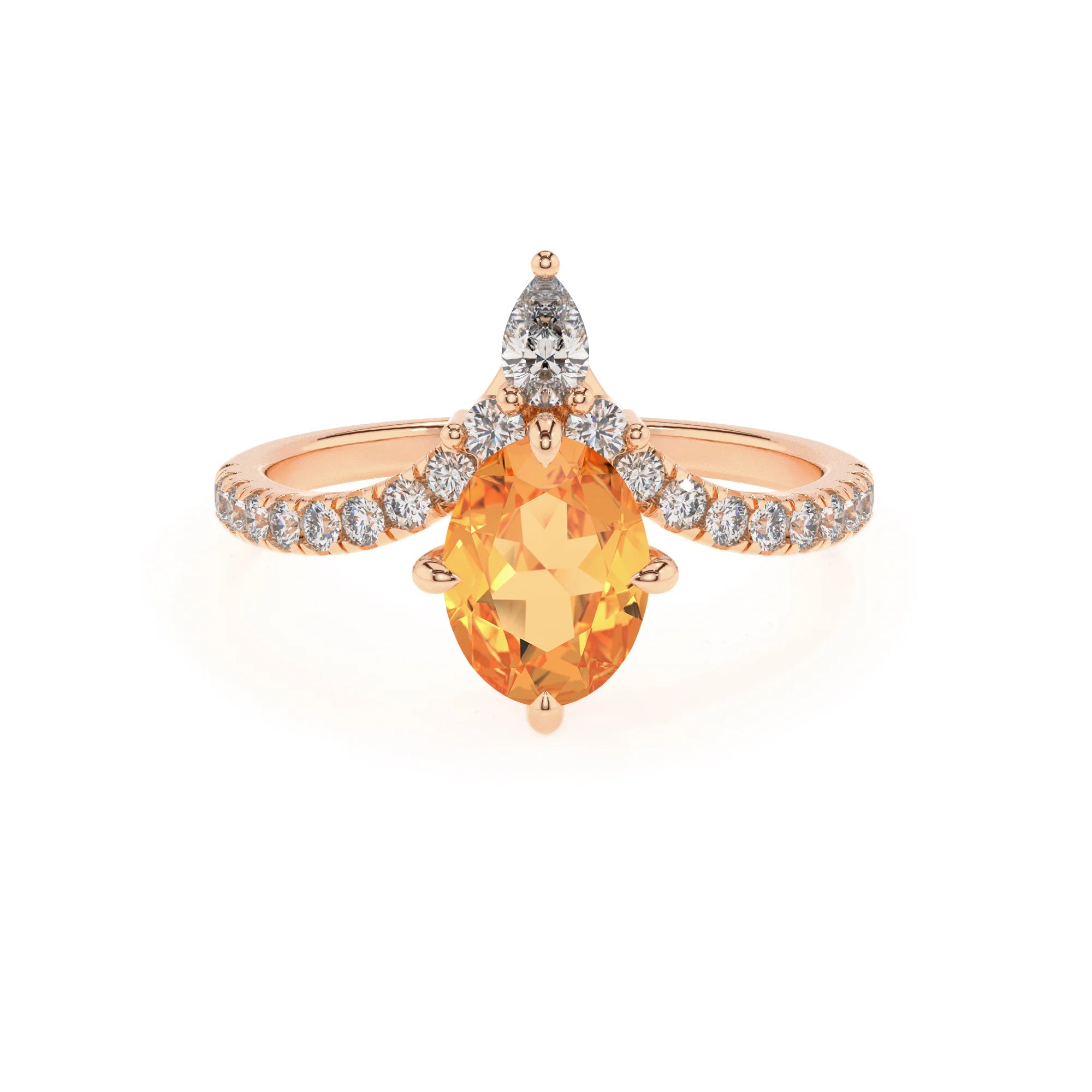 lab grown citrine oval solitaire rings in rose gold