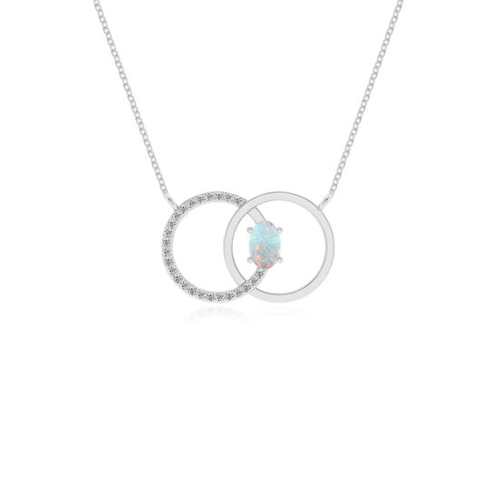 lab grown opal oval solitaire necklaces in platinum