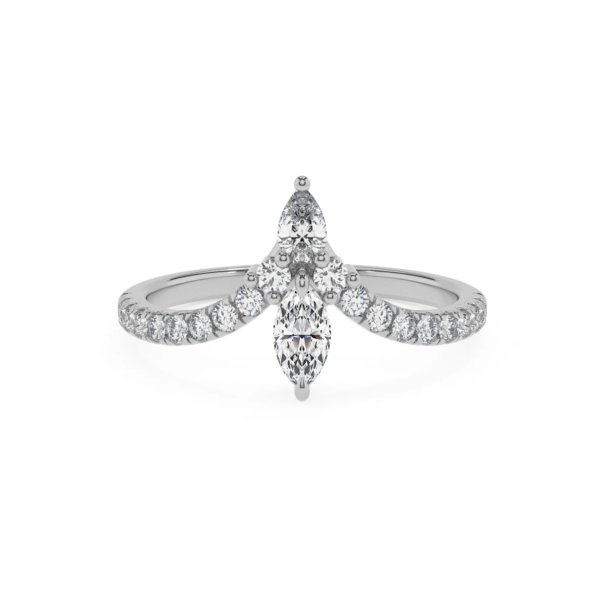 lab grown moissanite marquise solitaire rings in white gold