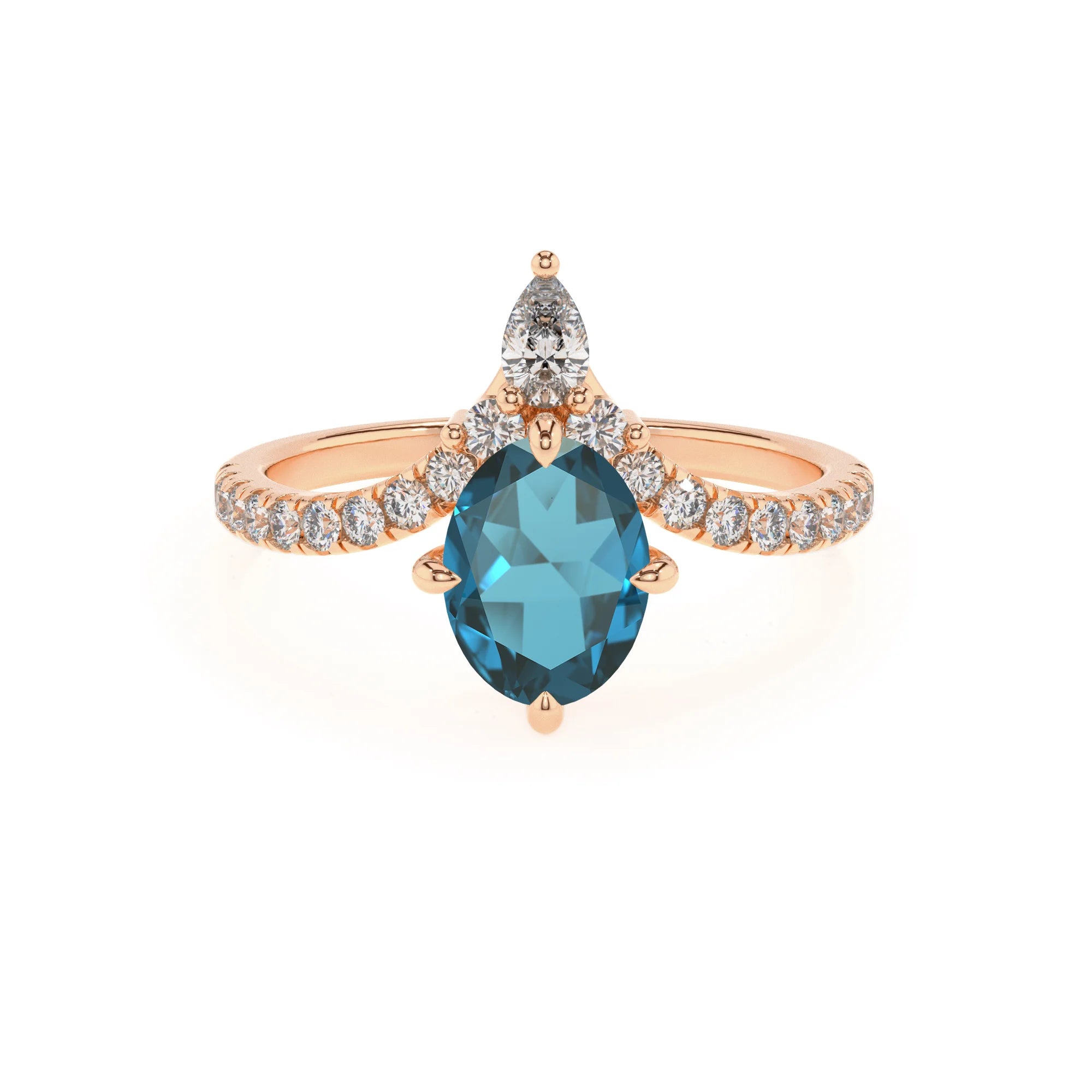 natural london-blue-topaz oval solitaire rings in rose gold
