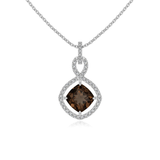 natural smoky-quartz cushion infinity necklaces in platinum
