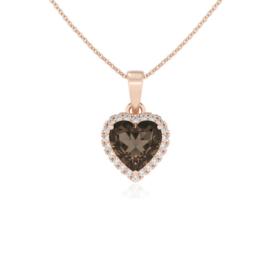natural smoky-quartz heart solitaire necklaces in rose gold
