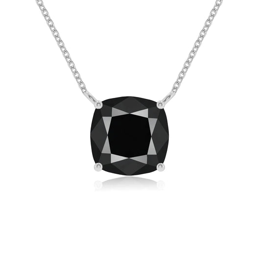 natural black-onyx cushion solitaire necklaces in platinum