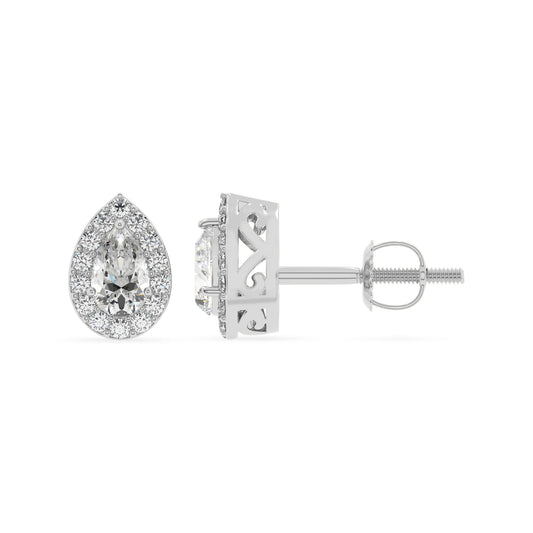lab grown moissanite pear stud earrings in platinum