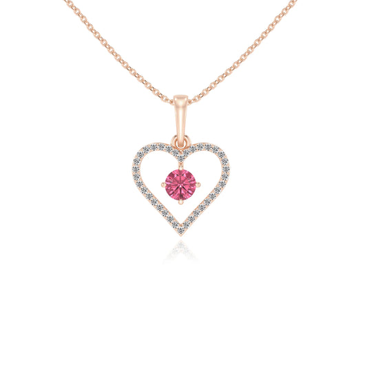lab grown pink-tourmaline round infinity necklaces in rose gold