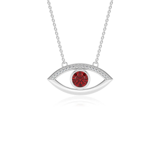 lab grown ruby round solitaire necklaces in platinum
