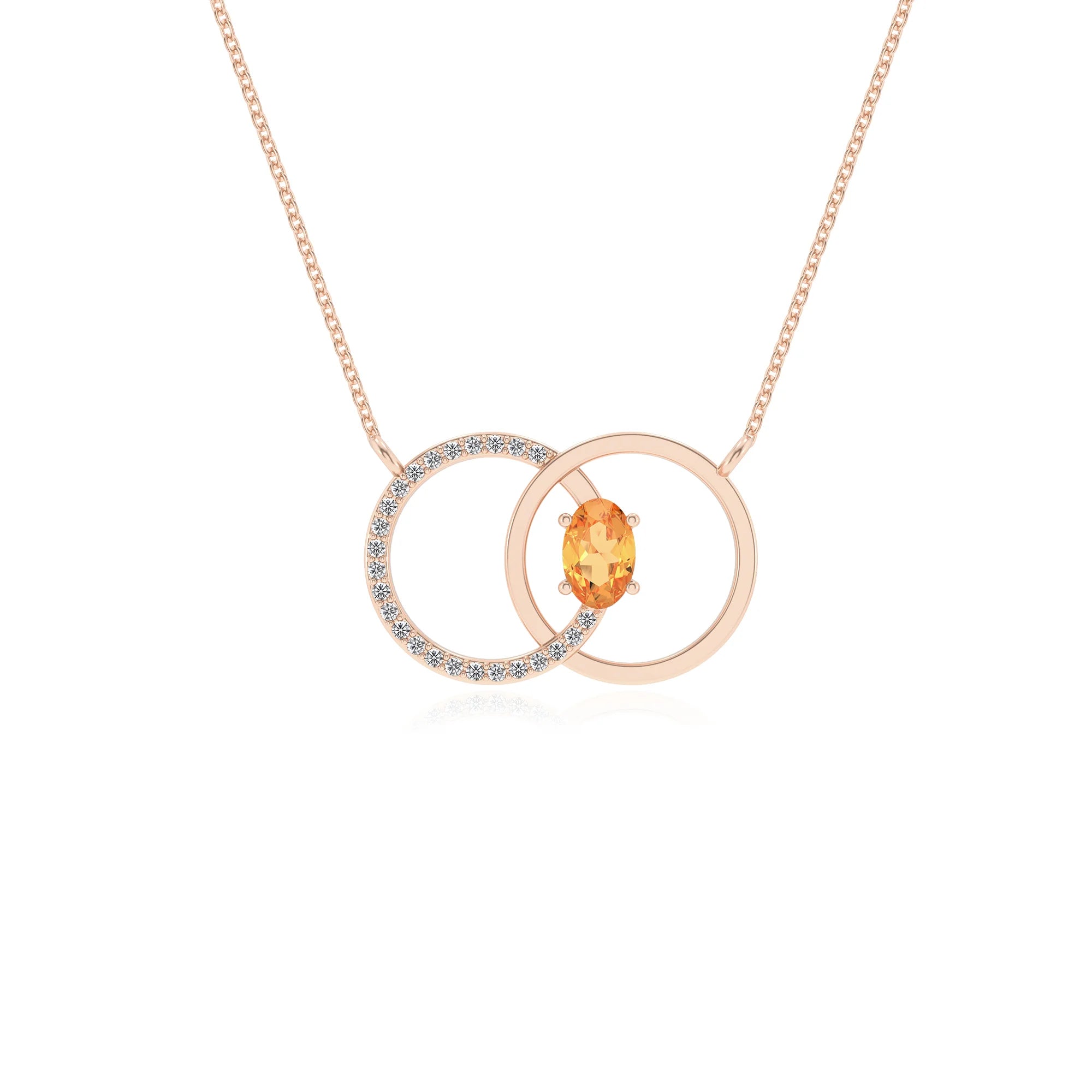 lab grown citrine oval solitaire necklaces in rose gold