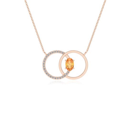 lab grown citrine oval solitaire necklaces in rose gold