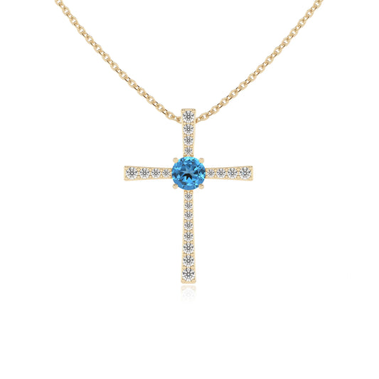 natural swiss-blue-topaz round infinity necklaces in yellow gold