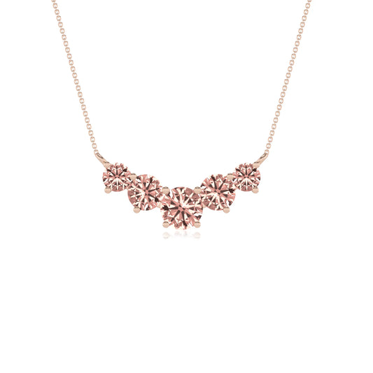 lab grown morganite round bar necklaces in rose gold