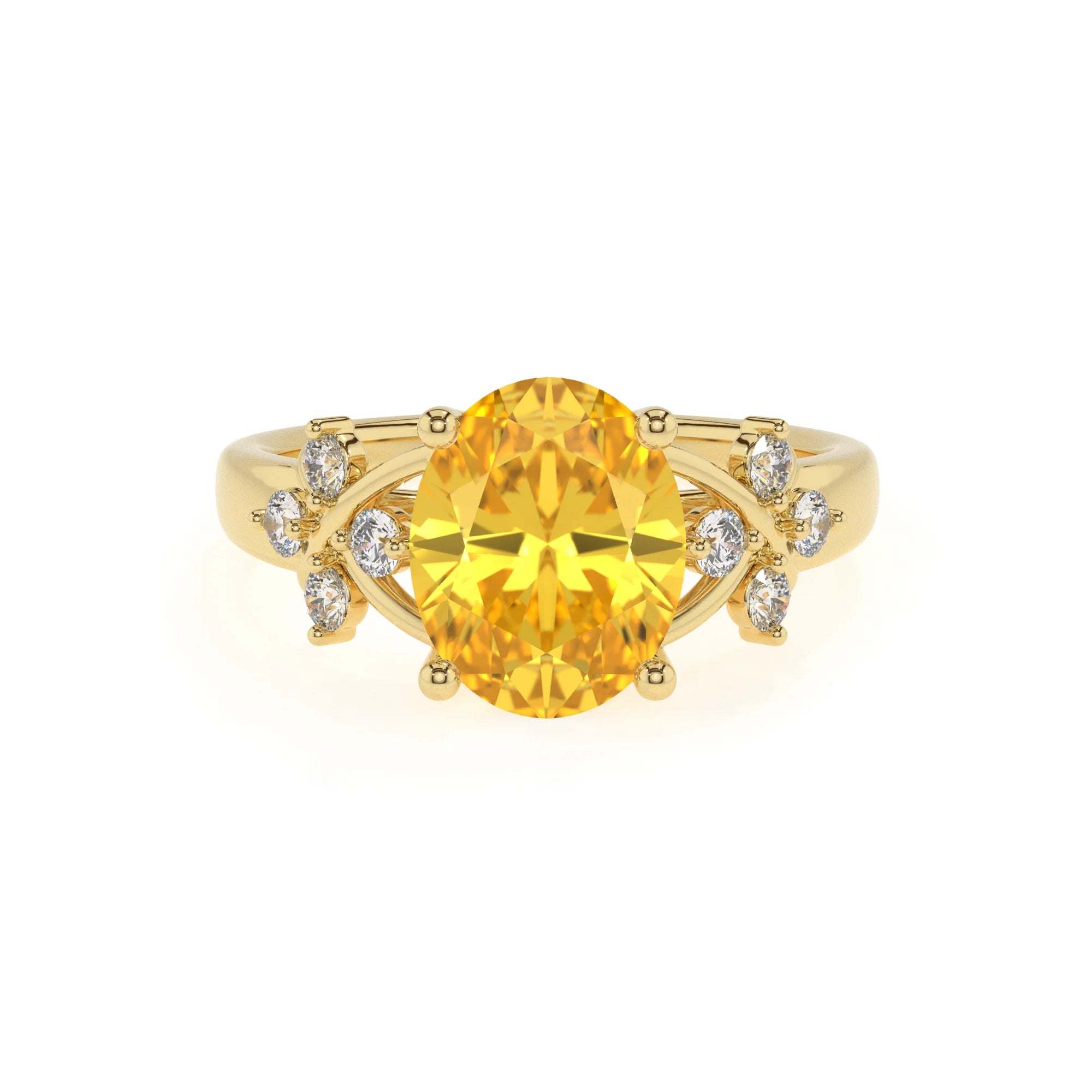 lab grown yellow-sapphire oval solitaire rings in yellow gold