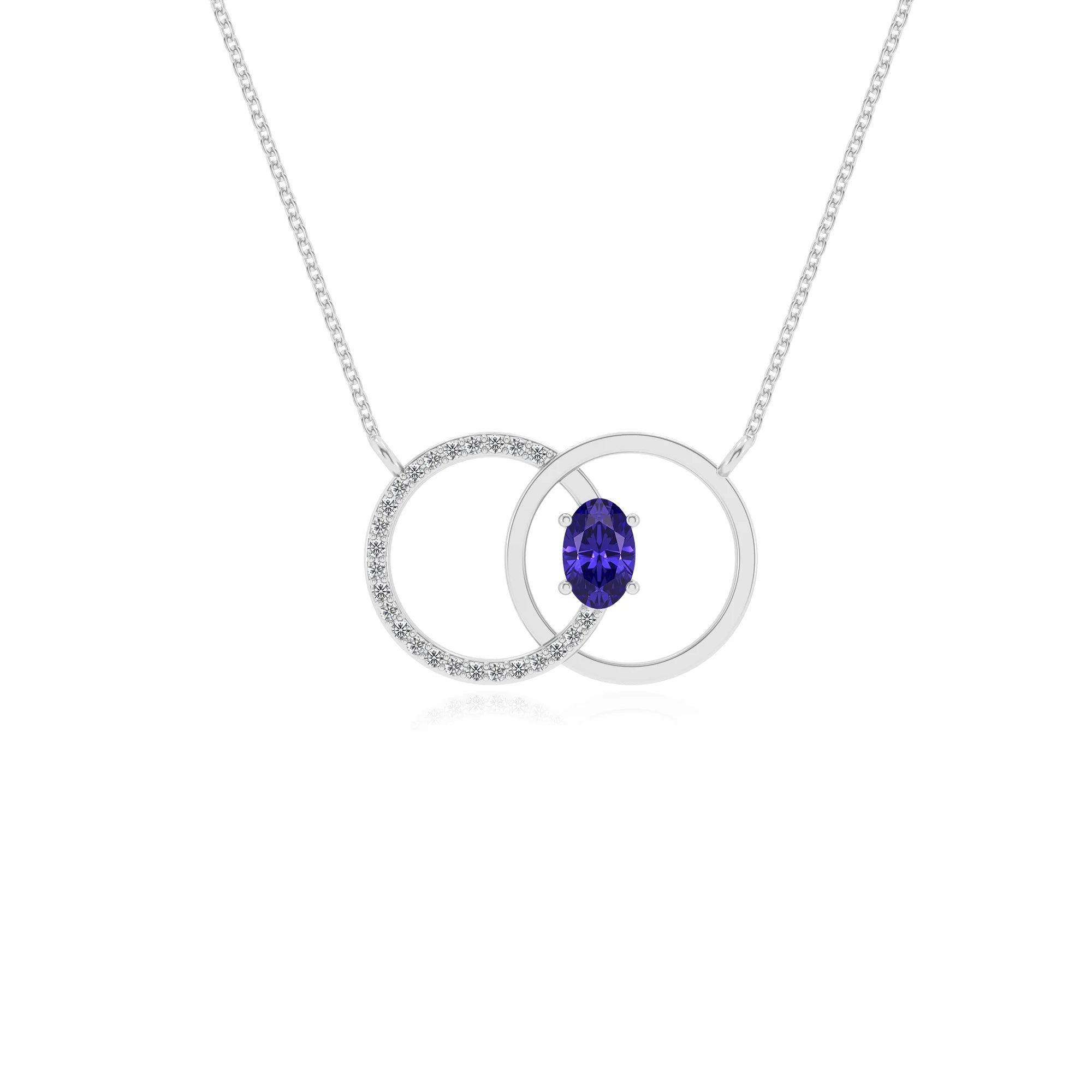 lab grown tanzanite oval solitaire necklaces in platinum