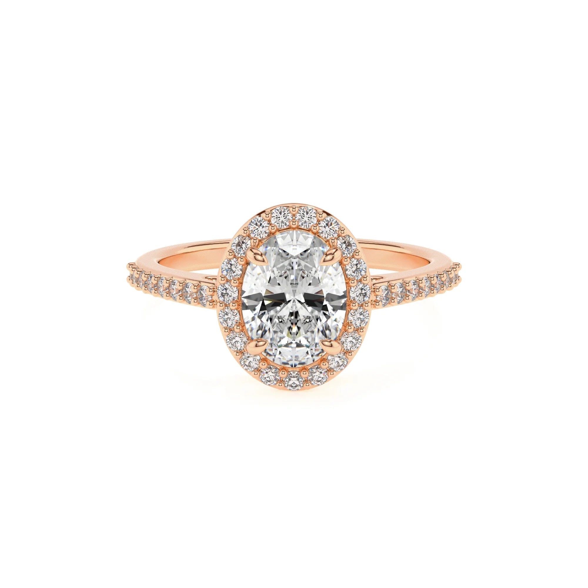 lab grown moissanite oval solitaire rings in rose gold