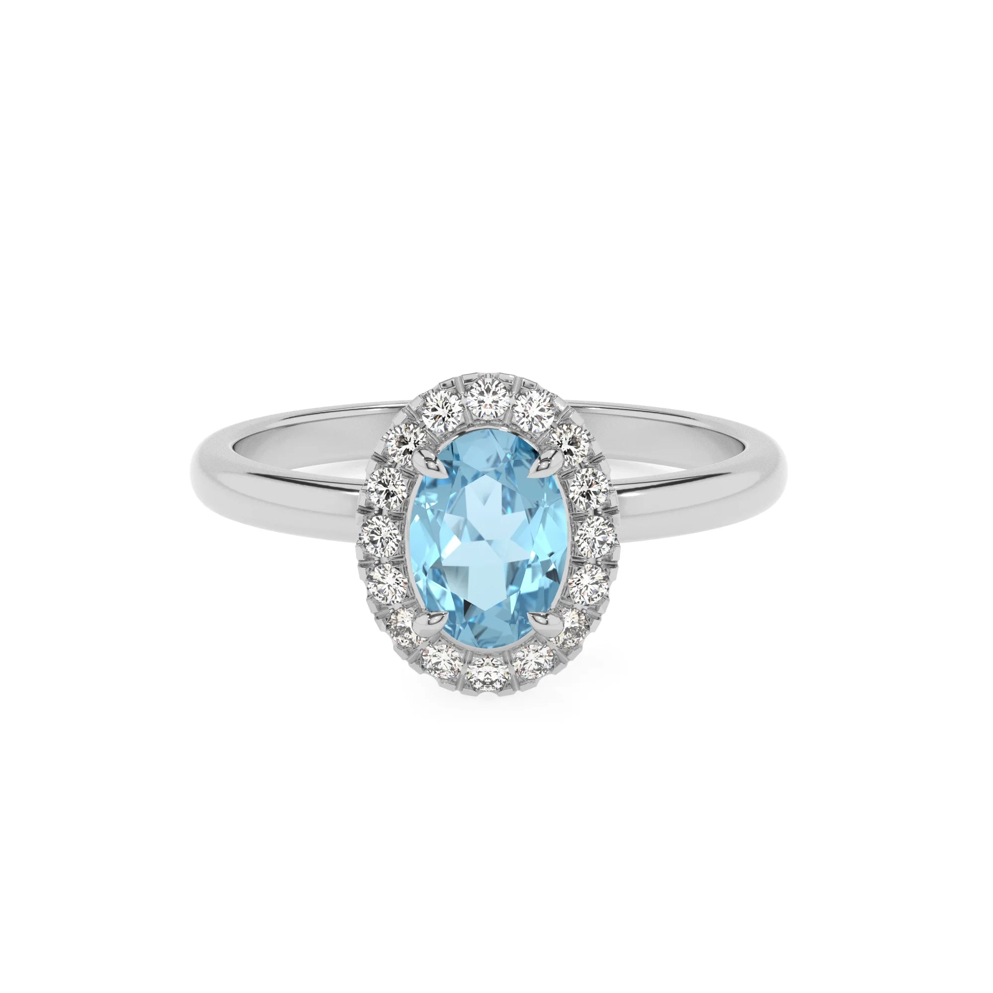 lab grown aquamarine oval solitaire rings in sterling silver