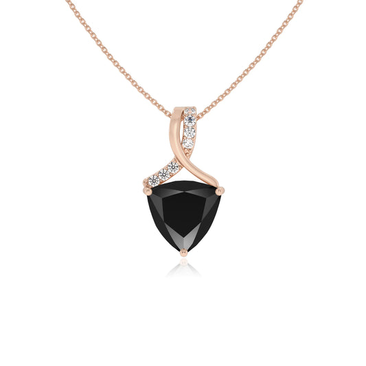 natural black-onyx trillion solitaire necklaces in rose gold