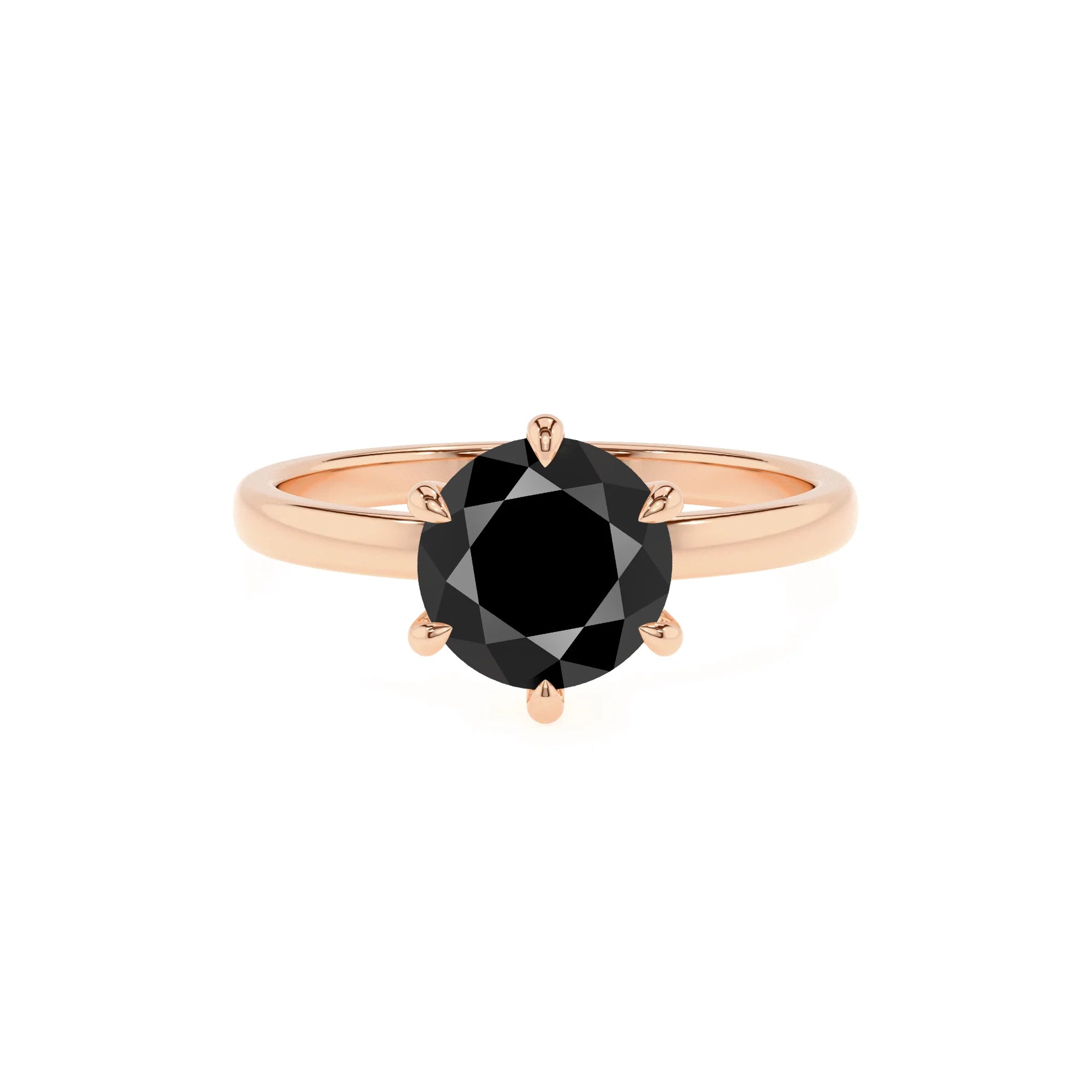 natural black-onyx round solitaire rings in rose gold