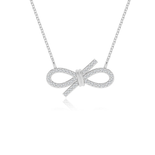 lab grown moissanite round infinity necklaces in sterling silver
