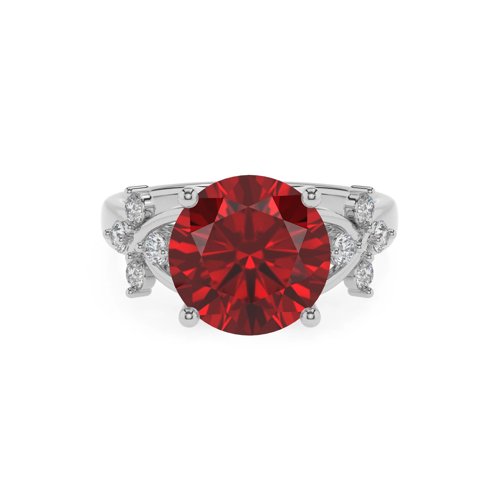 lab grown ruby round solitaire rings in sterling silver