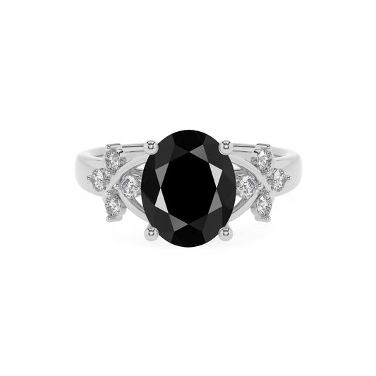 natural black-onyx oval solitaire rings in platinum