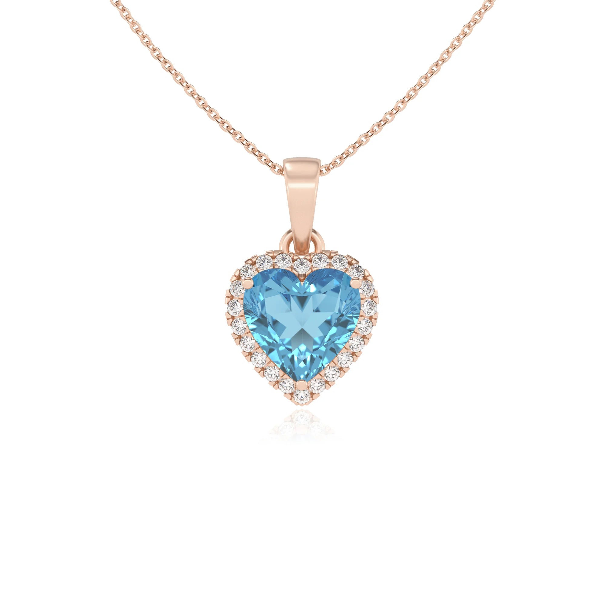 natural swiss-blue-topaz heart solitaire necklaces in rose gold