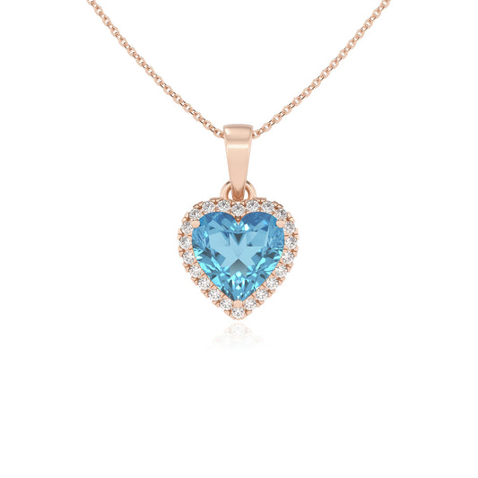natural swiss-blue-topaz heart solitaire necklaces in rose gold